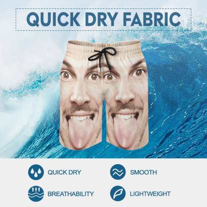 Custom Big Funny Face Men's Casual Quick-drying Beach Shorts - YesCustom