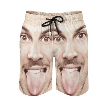 Custom Big Funny Face Men's Casual Quick-drying Beach Shorts - YesCustom