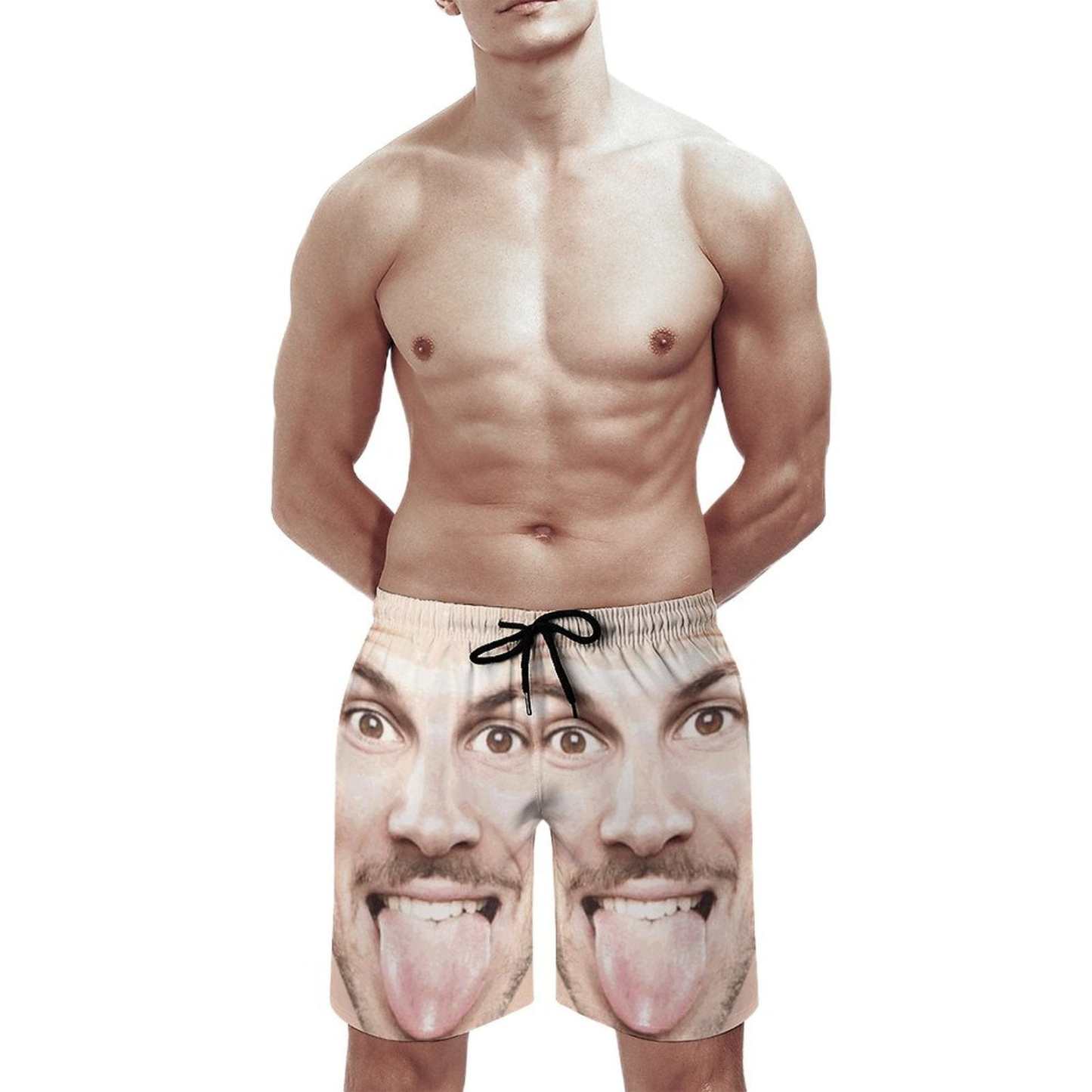 Custom Big Funny Face Men's Casual Quick-drying Beach Shorts - YesCustom
