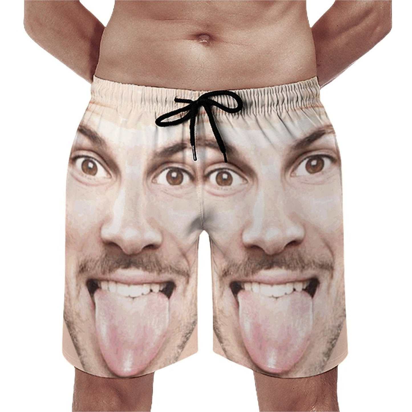 Custom Big Funny Face Men's Casual Quick-drying Beach Shorts - YesCustom
