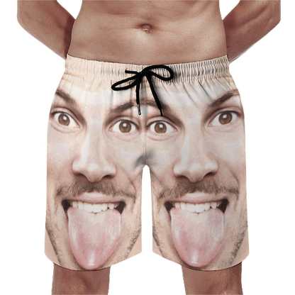 Custom Big Funny Face Men's Casual Quick-drying Beach Shorts - YesCustom