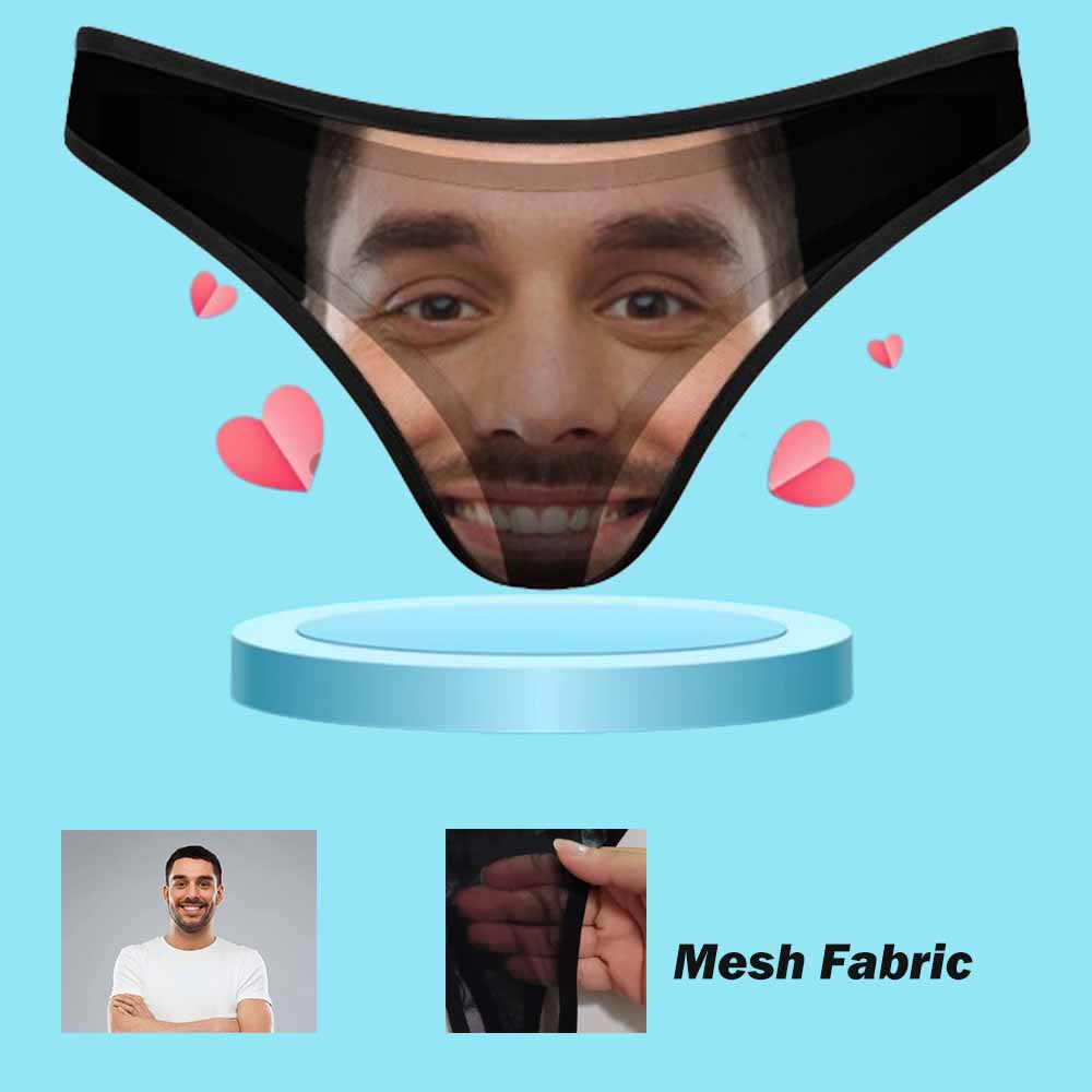 Custom Big Funny Face Mesh Thong Underwear Mesh Sheer Seamless Thongs for Women - YesCustom