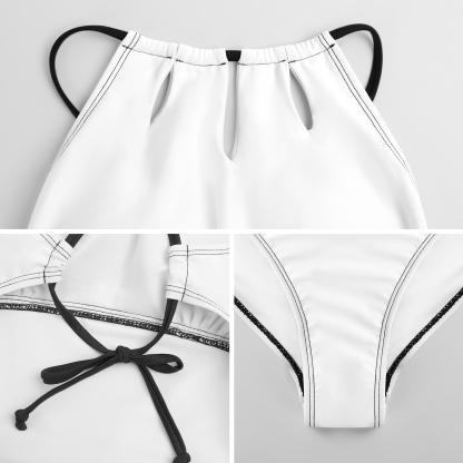 Custom Big Funny Face Swimsuit Personalized Women's One Piece Backless Tie Swimsuit Face Bathing Suit - YesCustom