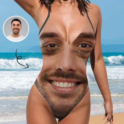 Custom Big Funny Face Women's One Piece Swimsuit - YesCustom