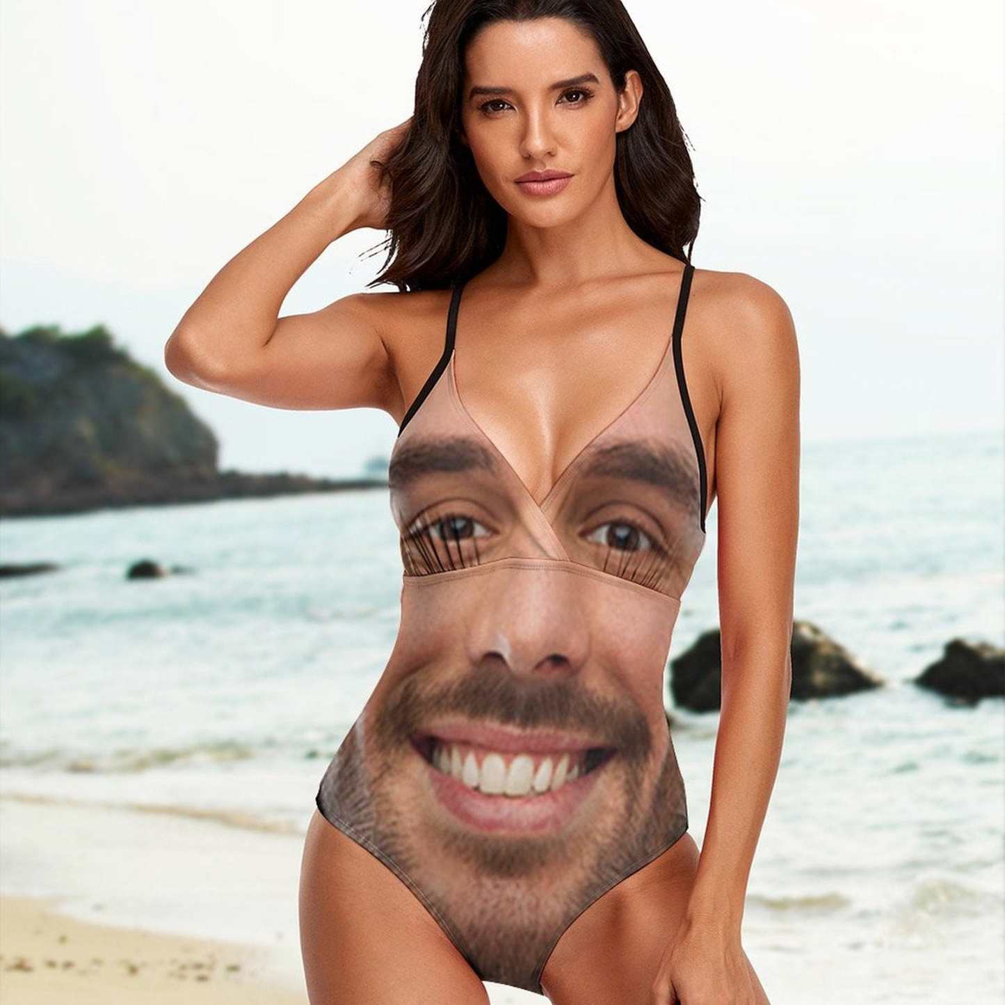 Custom Big Funny Face Women's One Piece Swimsuit - YesCustom