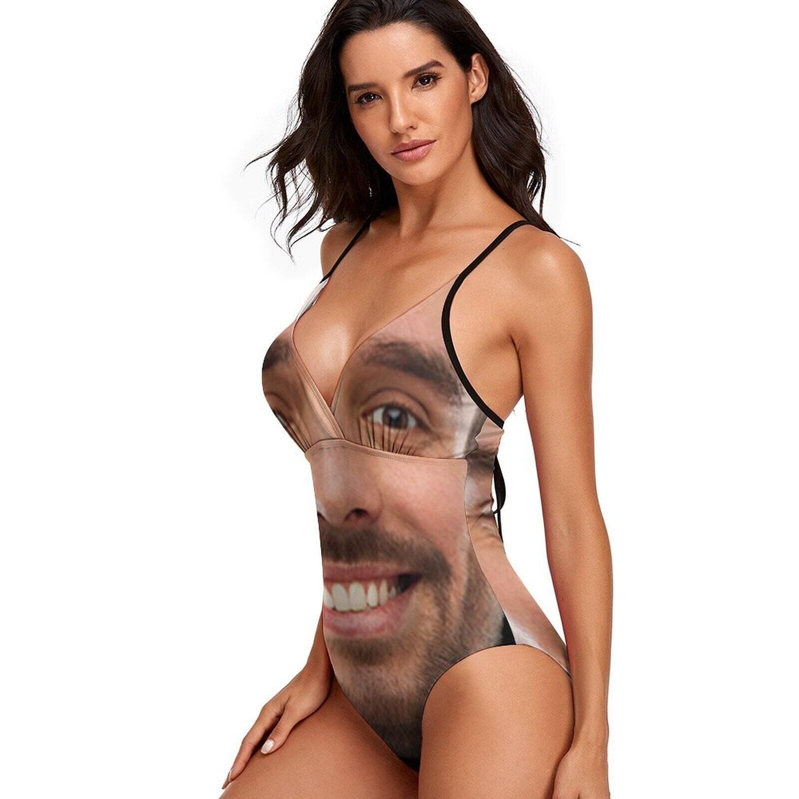 Custom Big Funny Face Women's One Piece Swimsuit - YesCustom