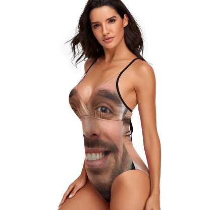 Custom Big Funny Face Women's One Piece Swimsuit - YesCustom