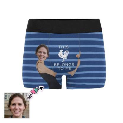 Custom Boxer Briefs This Belongs to Me Personalized Gift For Boyfriend Face Boxer Underwear Valentine's Day Gifts - YesCustom
