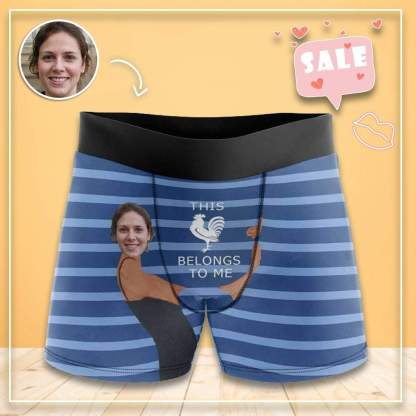 Custom Boxer Briefs This Belongs to Me Personalized Gift For Boyfriend Face Boxer Underwear Valentine's Day Gifts - YesCustom