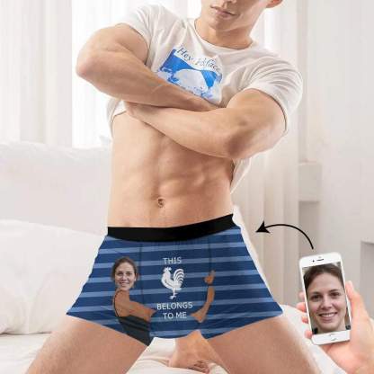 Custom Boxer Briefs This Belongs to Me Personalized Gift For Boyfriend Face Boxer Underwear Valentine's Day Gifts - YesCustom