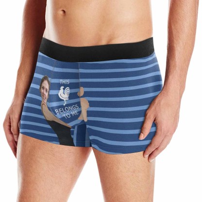 Custom Boxer Briefs This Belongs to Me Personalized Gift For Boyfriend Face Boxer Underwear Valentine's Day Gifts - YesCustom