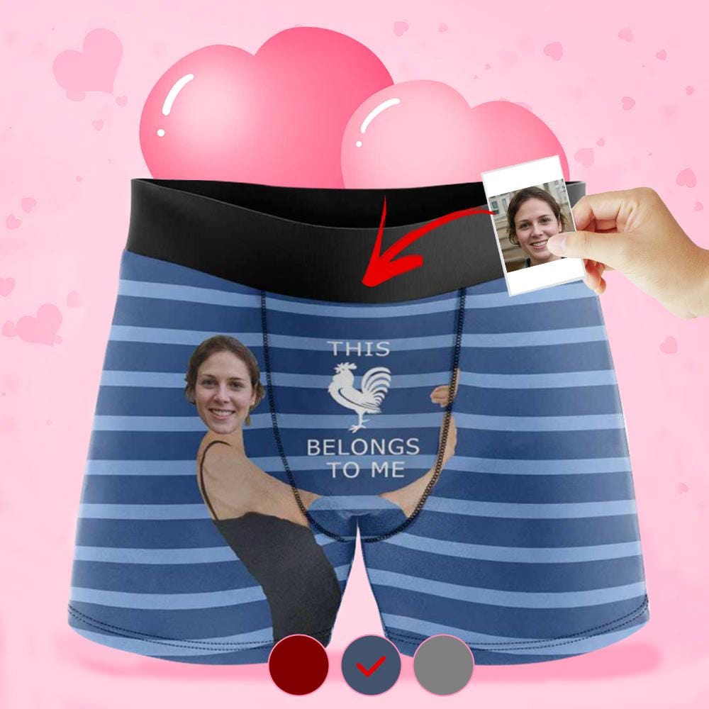 Custom Boxer Briefs This Belongs to Me Personalized Gift For Boyfriend Face Boxer Underwear Valentine's Day Gifts - YesCustom