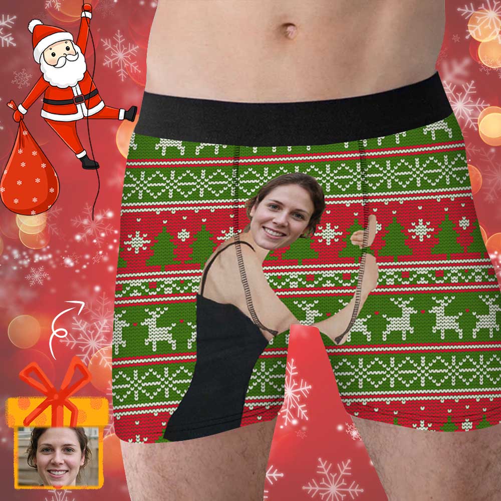 Custom Boxer Briefs with Face Hug My Lover Undies Christmas Gift Add Your Own Personalized Photo or Image - YesCustom