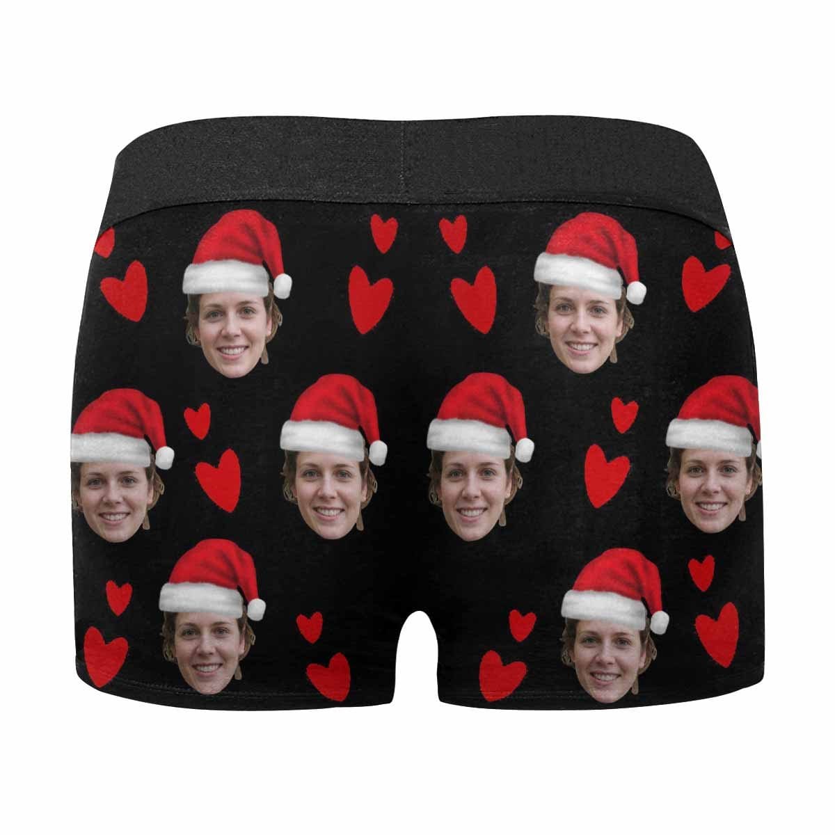 Custom Boxer Briefs with Face I Licked It Christmas Hat Personalized Red Love Heart Boxer Briefs For Valentine's Day Gift - YesCustom