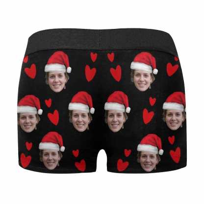 Custom Boxer Briefs with Face I Licked It Christmas Hat Personalized Red Love Heart Boxer Briefs For Valentine's Day Gift - YesCustom