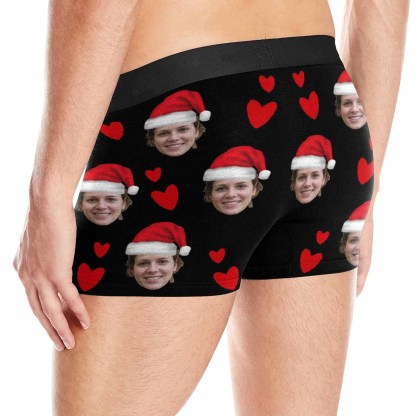 Custom Boxer Briefs with Face I Licked It Christmas Hat Personalized Red Love Heart Boxer Briefs For Valentine's Day Gift - YesCustom