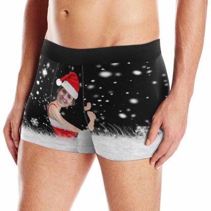Custom Boxer Briefs with Face Men's Christmas Gift Hug Funny Christmas Underwear Add Your Own Personalized Gift - YesCustom
