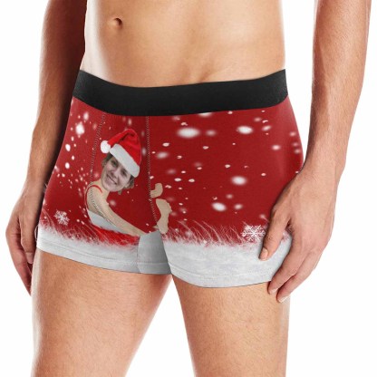 Custom Boxer Briefs with Face Men's Christmas Gift Hug Funny Christmas Underwear Add Your Own Personalized Gift - YesCustom