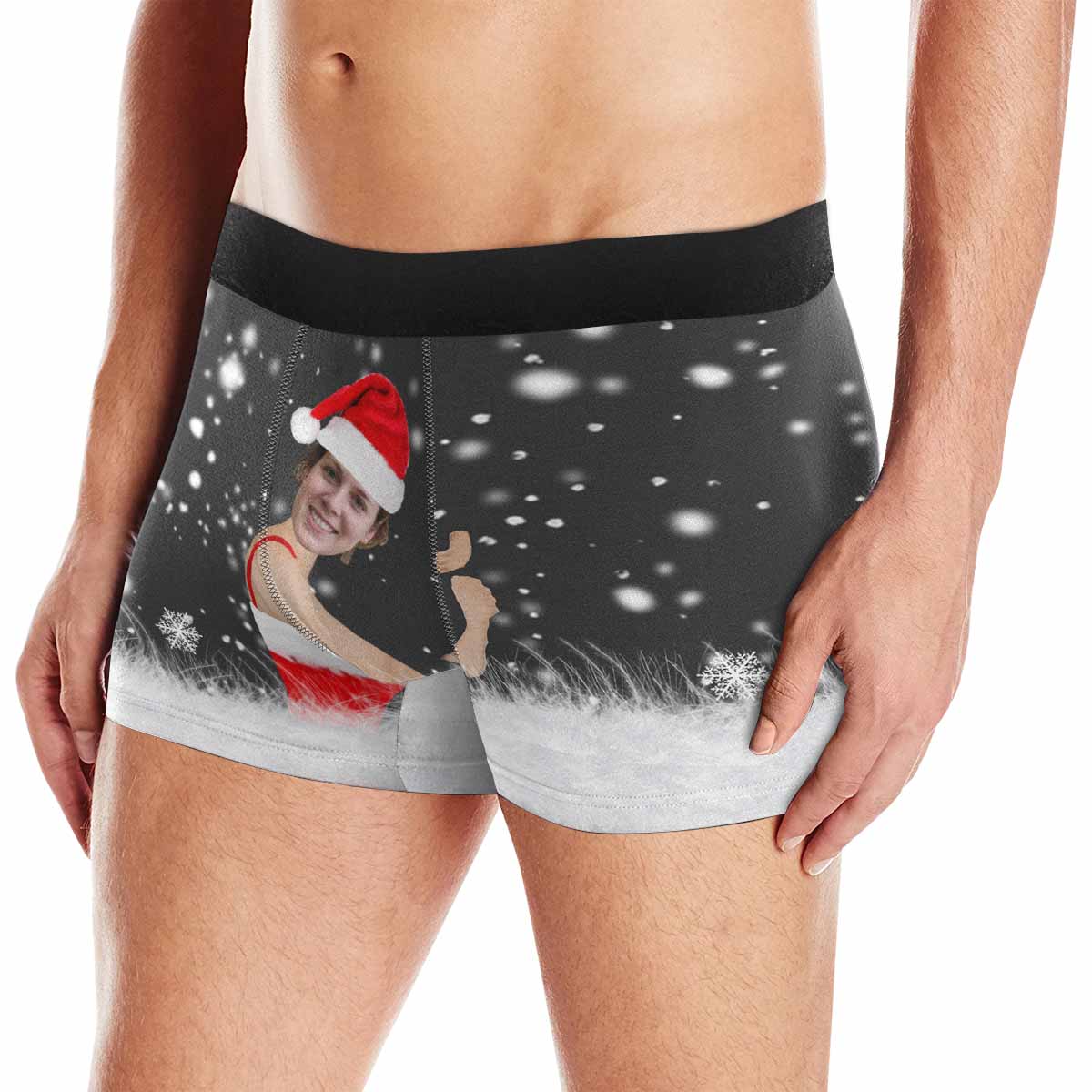 Custom Boxer Briefs with Face Men's Christmas Gift Hug Funny Christmas Underwear Add Your Own Personalized Gift - YesCustom