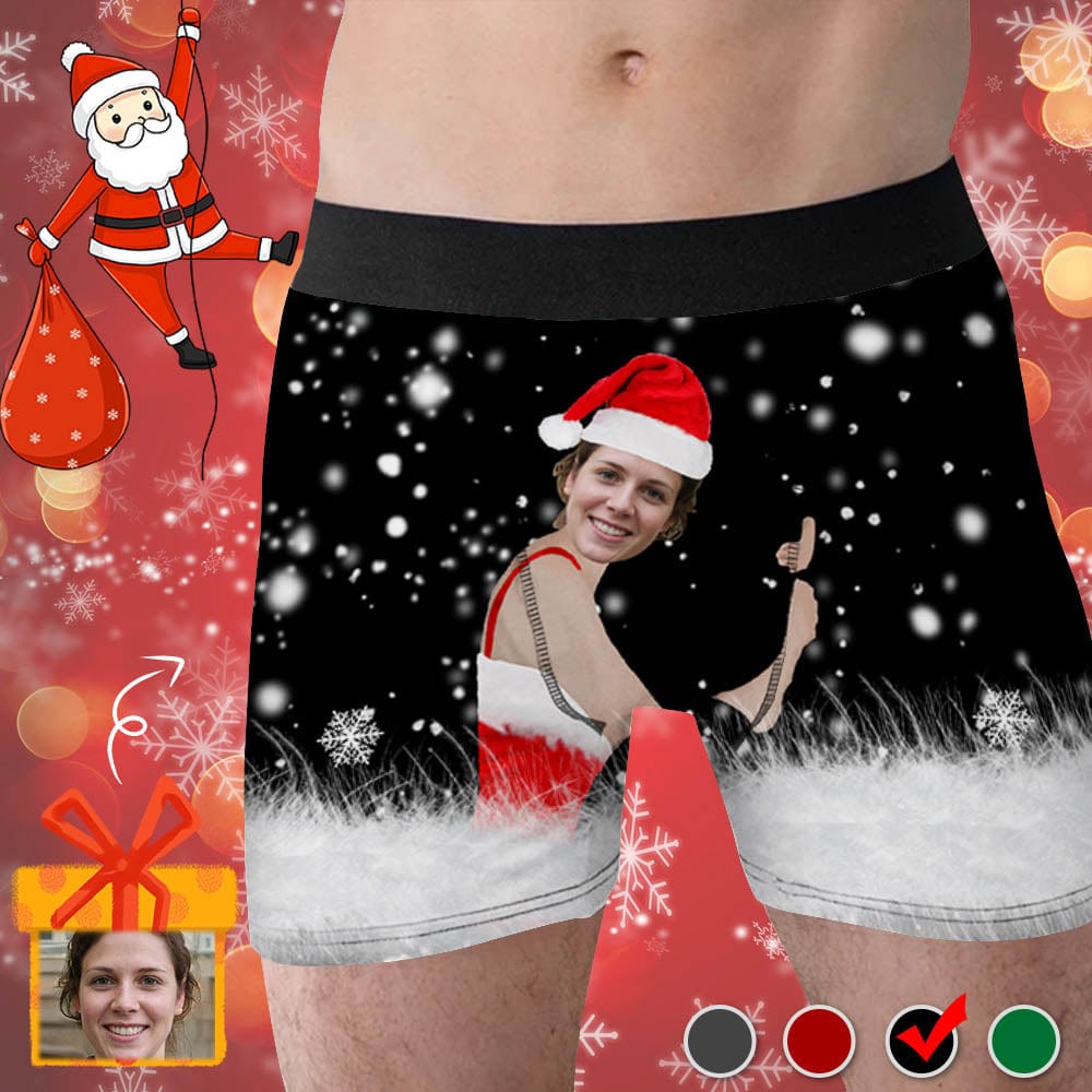 Custom Boxer Briefs with Face Men's Christmas Gift Hug Funny Christmas Underwear Add Your Own Personalized Gift - YesCustom
