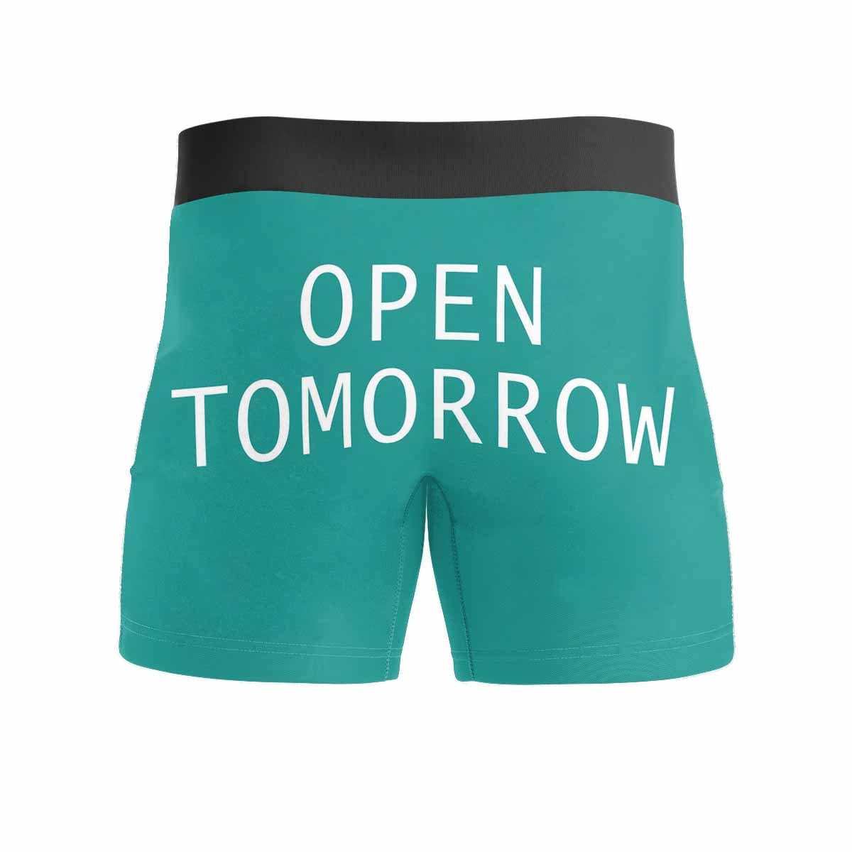 Custom Boxers Personalized Green Underwear with Face Close And Open Tomorrow Custom Men's Boxer Briefs - YesCustom
