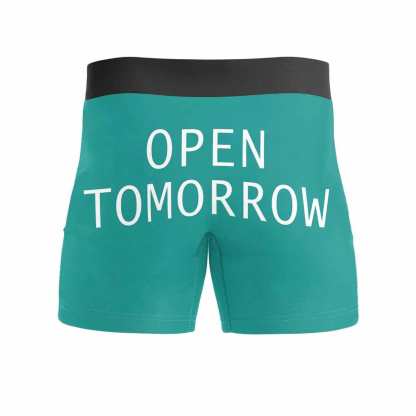 Custom Boxers Personalized Green Underwear with Face Close And Open Tomorrow Custom Men's Boxer Briefs - YesCustom