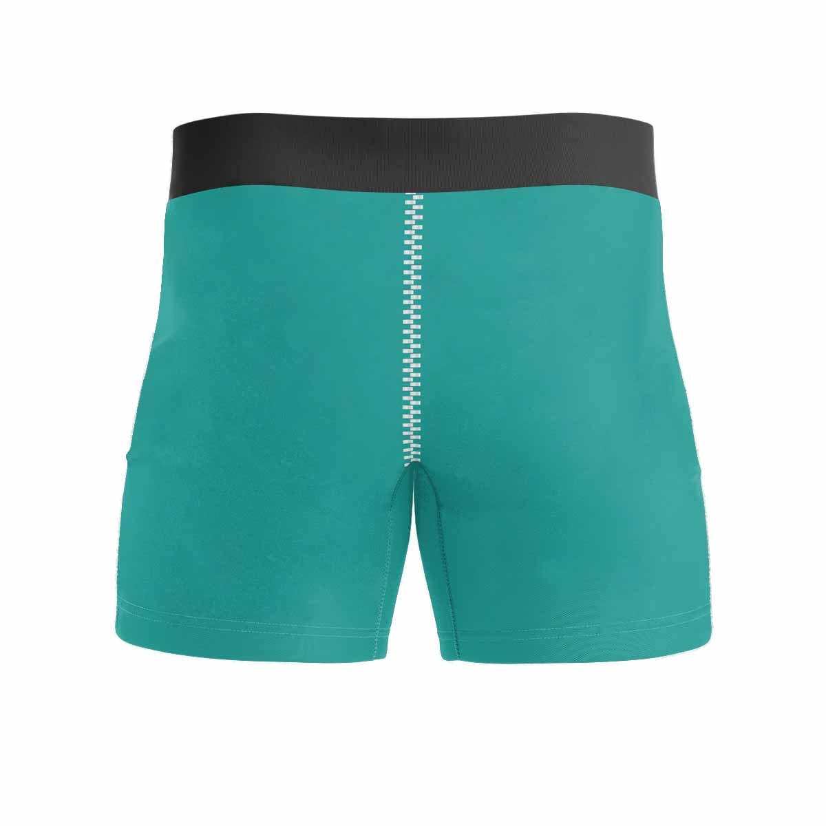Custom Boxers Personalized Green Underwear with Face Zipper Open Custom Men's Boxer Briefs - YesCustom