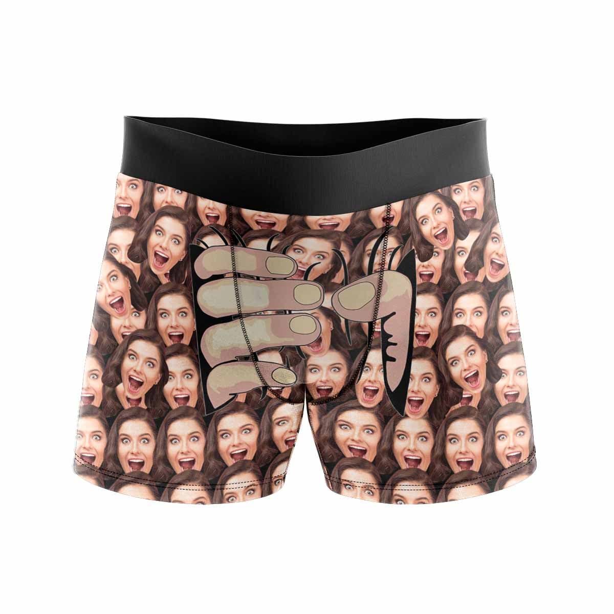 Custom Boxers Personalized Underwear with Face Custom Brown Hand Men's All-Over Print Boxer Briefs - YesCustom