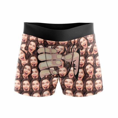Custom Boxers Personalized Underwear with Face Custom Brown Hand Men's All-Over Print Boxer Briefs - YesCustom