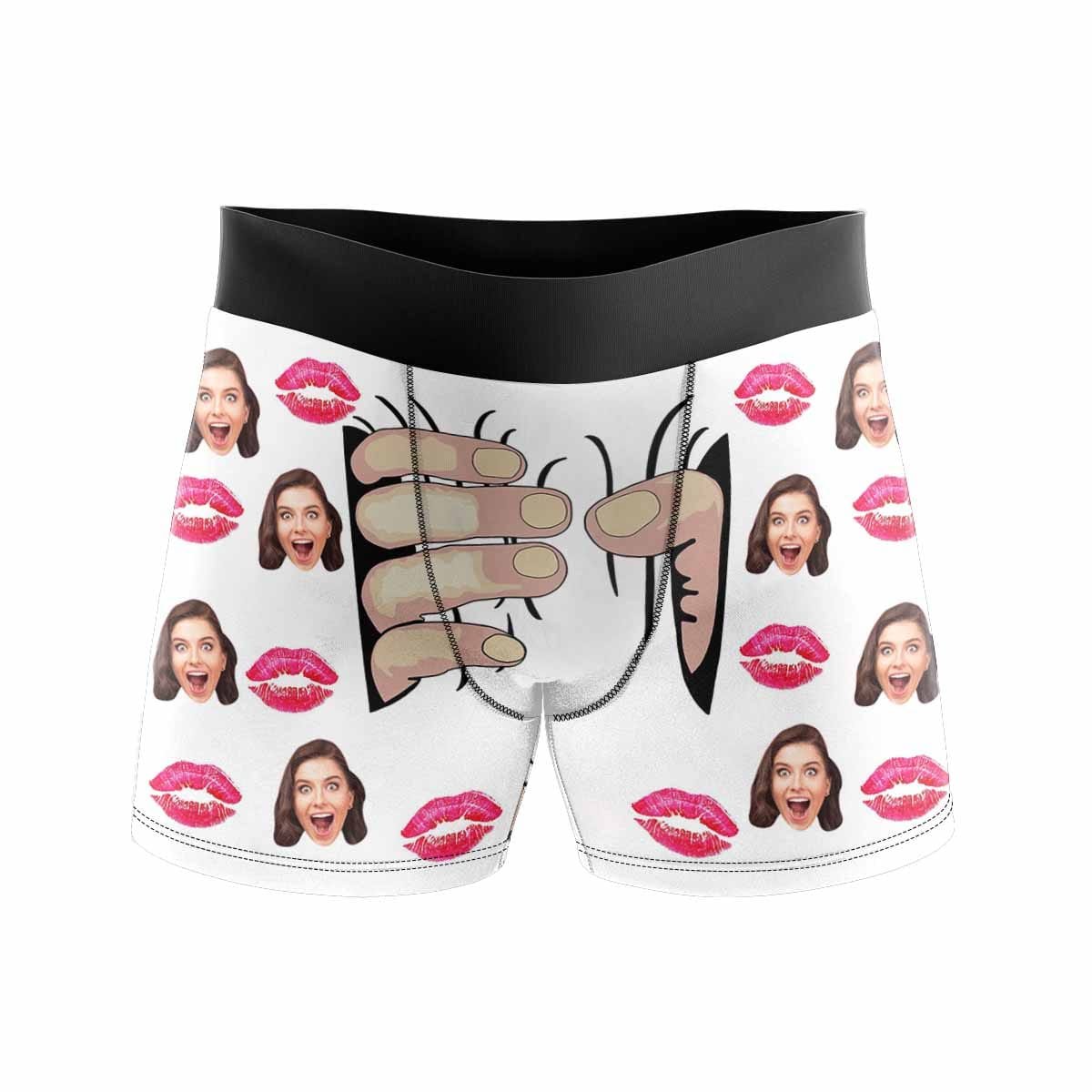 Custom Boxers Personalized Underwear with Face Custom White Hand Men's All-Over Print Boxer Briefs - YesCustom
