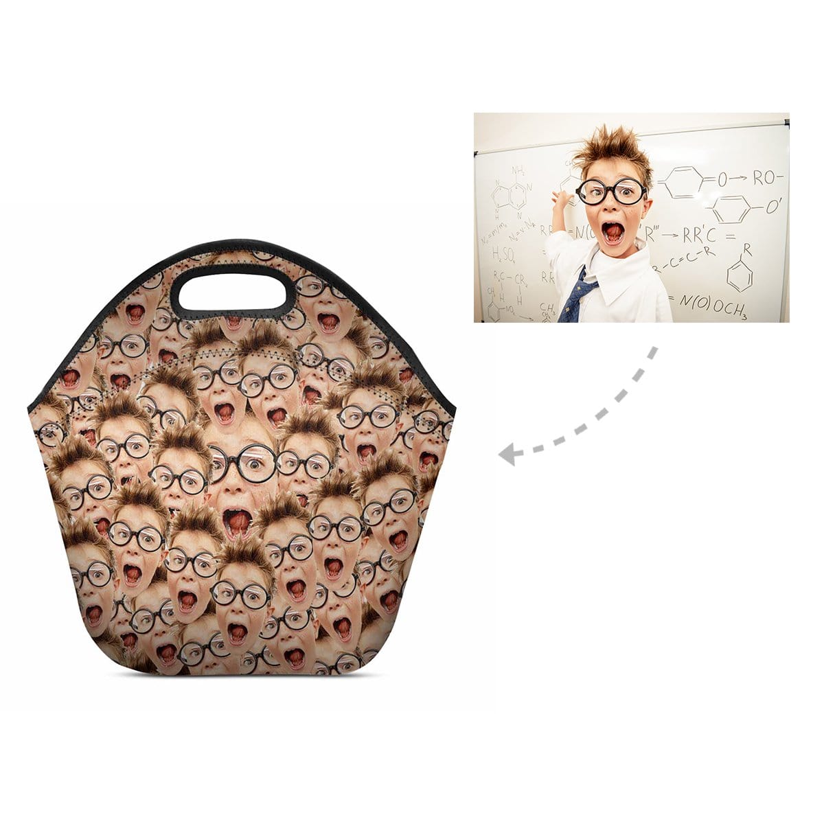 Custom Boy Face Neoprene Lunch Bag - YesCustom