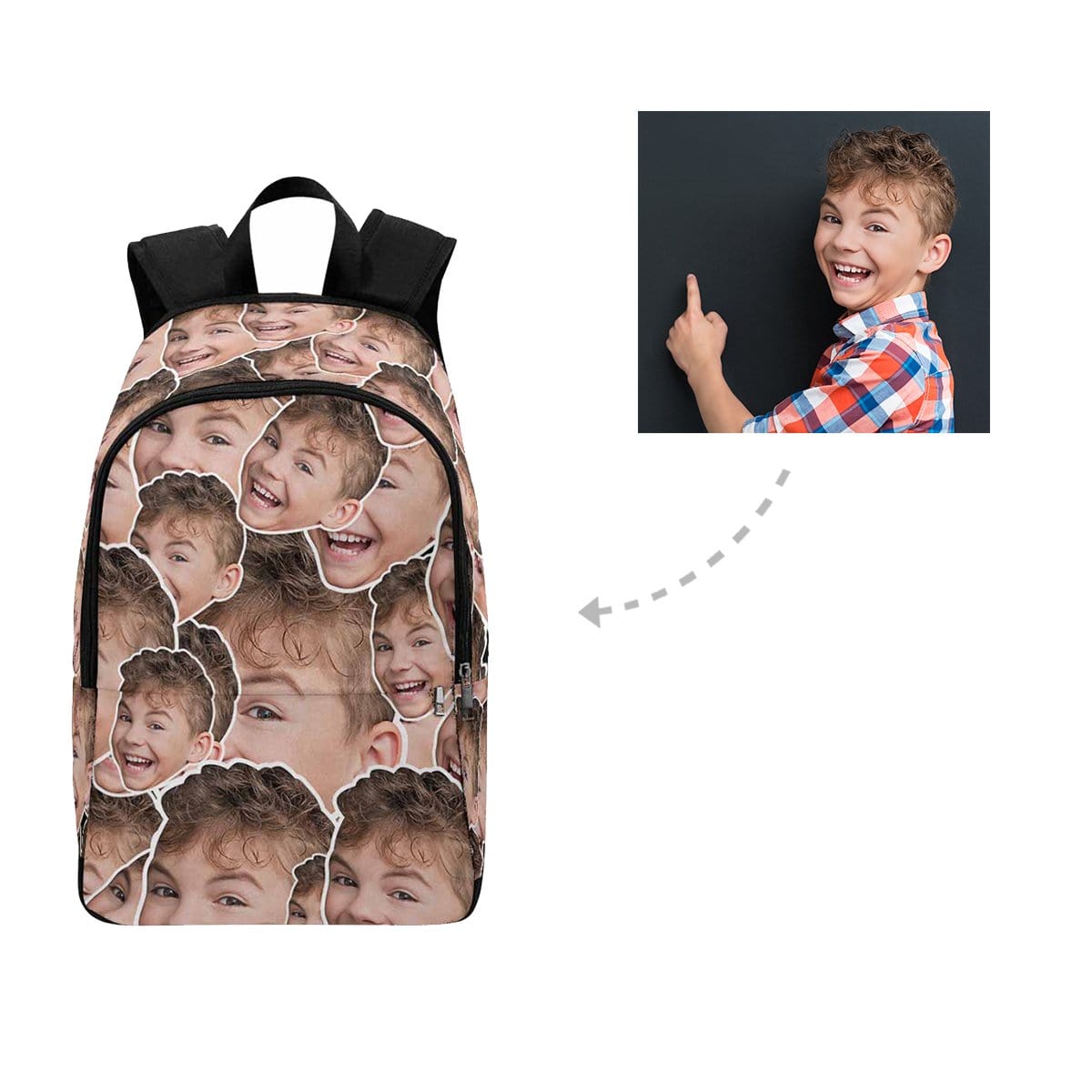 Custom Boy Face Pattern Backpack - YesCustom