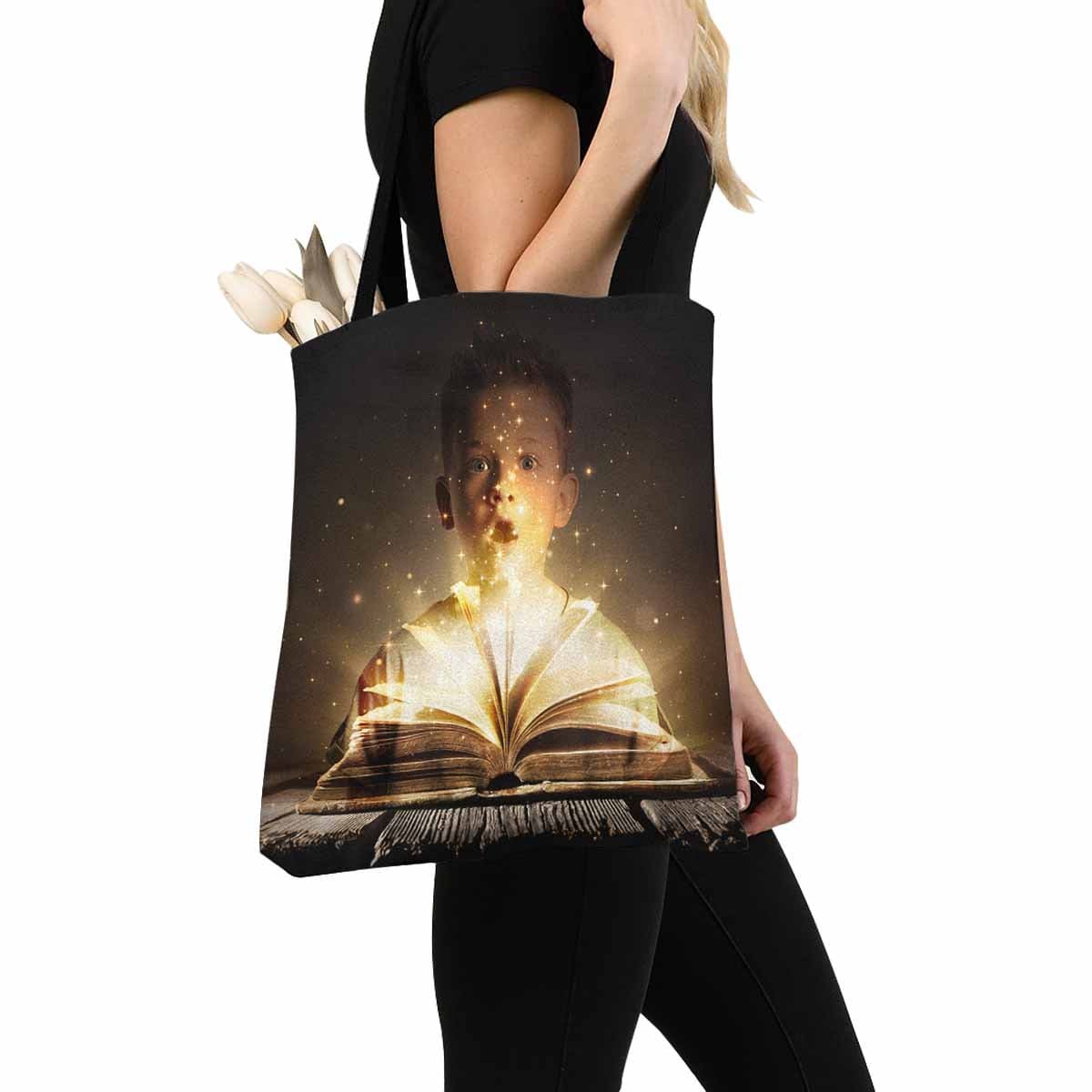 Custom Boy Magic Book Canvas Tote Bag - YesCustom