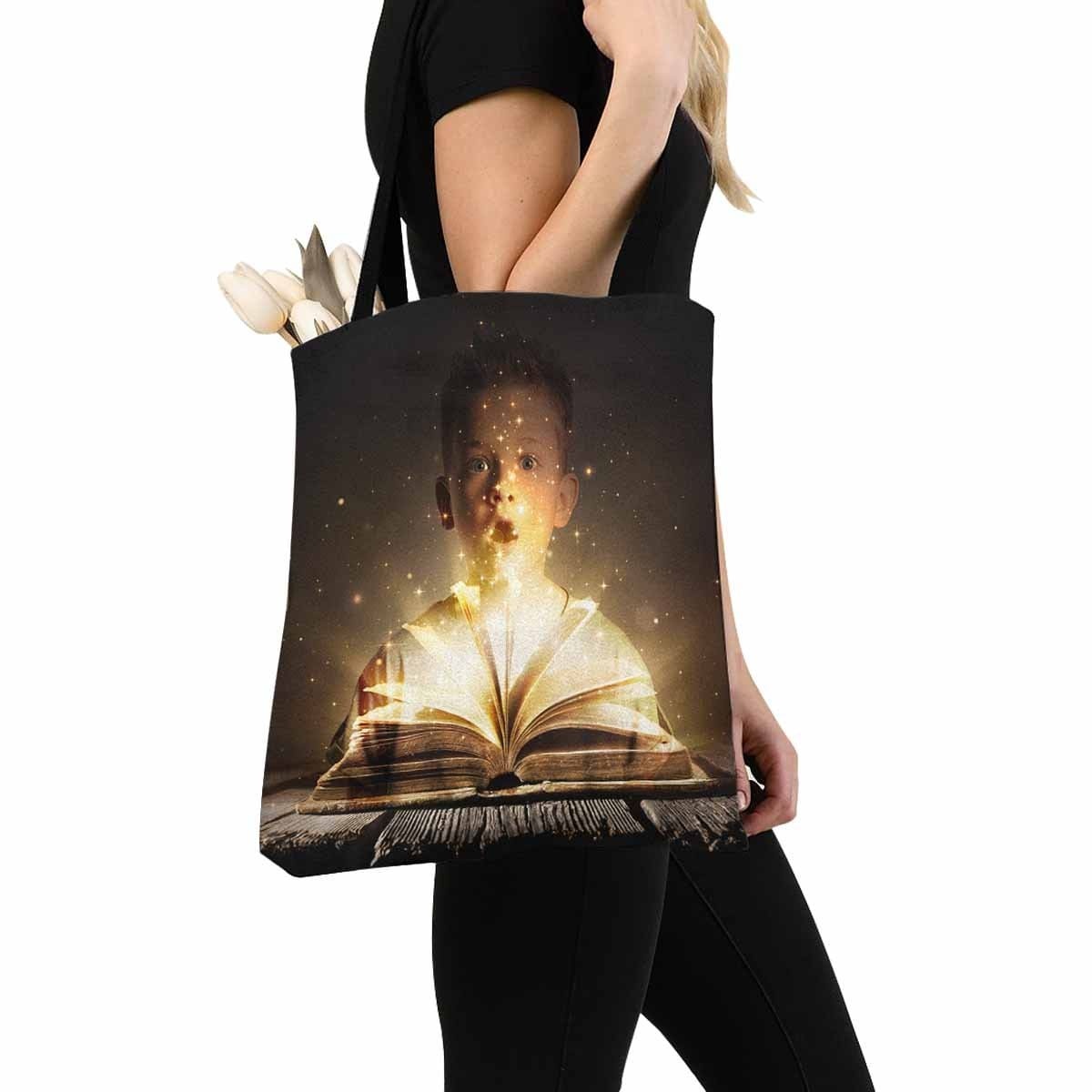 Custom Boy Magic Book Canvas Tote Bag - YesCustom