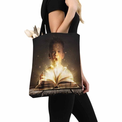 Custom Boy Magic Book Canvas Tote Bag - YesCustom