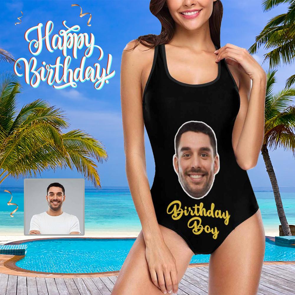 Custom Boyfriend Face Birthday Boy Women's Tank Top Bathing Swimsuit - YesCustom