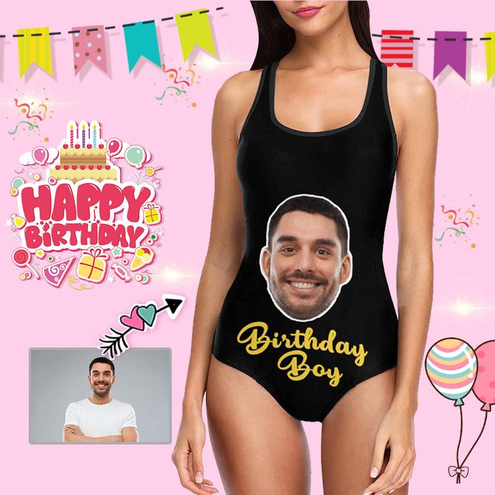 Custom Boyfriend Face Birthday Boy Women's Tank Top Bathing Swimsuit - YesCustom