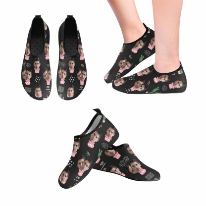 Custom Boyfriend Face Cactus Slip-on for sport Quick-Dry Women's Barefoot Aqua Shoes - YesCustom