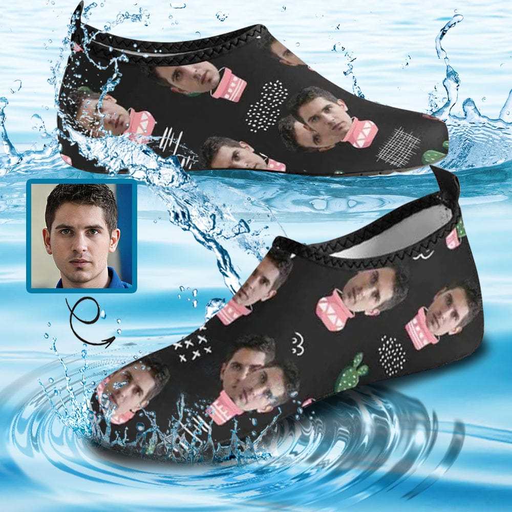 Custom Boyfriend Face Cactus Slip-on for sport Quick-Dry Women's Barefoot Aqua Shoes - YesCustom