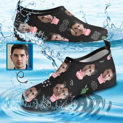 Custom Boyfriend Face Cactus Slip-on for sport Quick-Dry Women's Barefoot Aqua Shoes - YesCustom