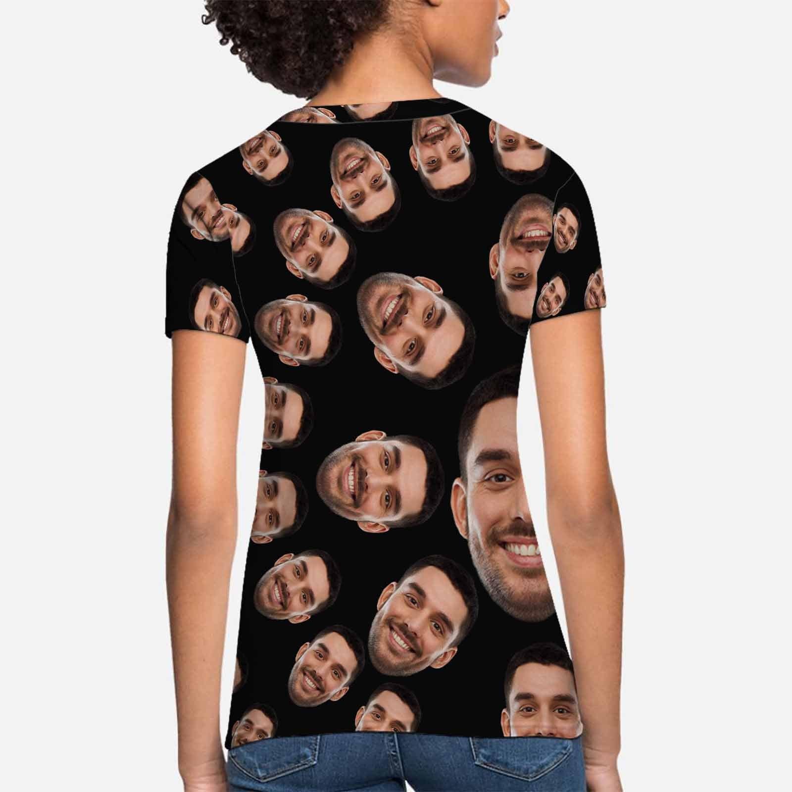 Custom Boyfriend Face Circle Shape Shirts Personalized Women's All Over Print T-shirt Funny Gift - YesCustom