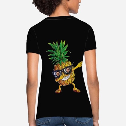 Custom Boyfriend Face Design Tee Pineapple Women's All Over Print T-shirt for Her - YesCustom