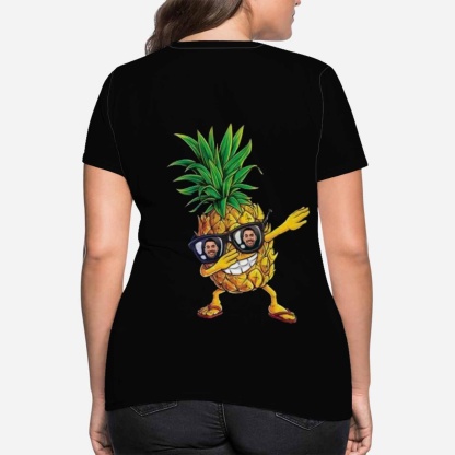 Custom Boyfriend Face Design Tee Pineapple Women's All Over Print T-shirt for Her - YesCustom