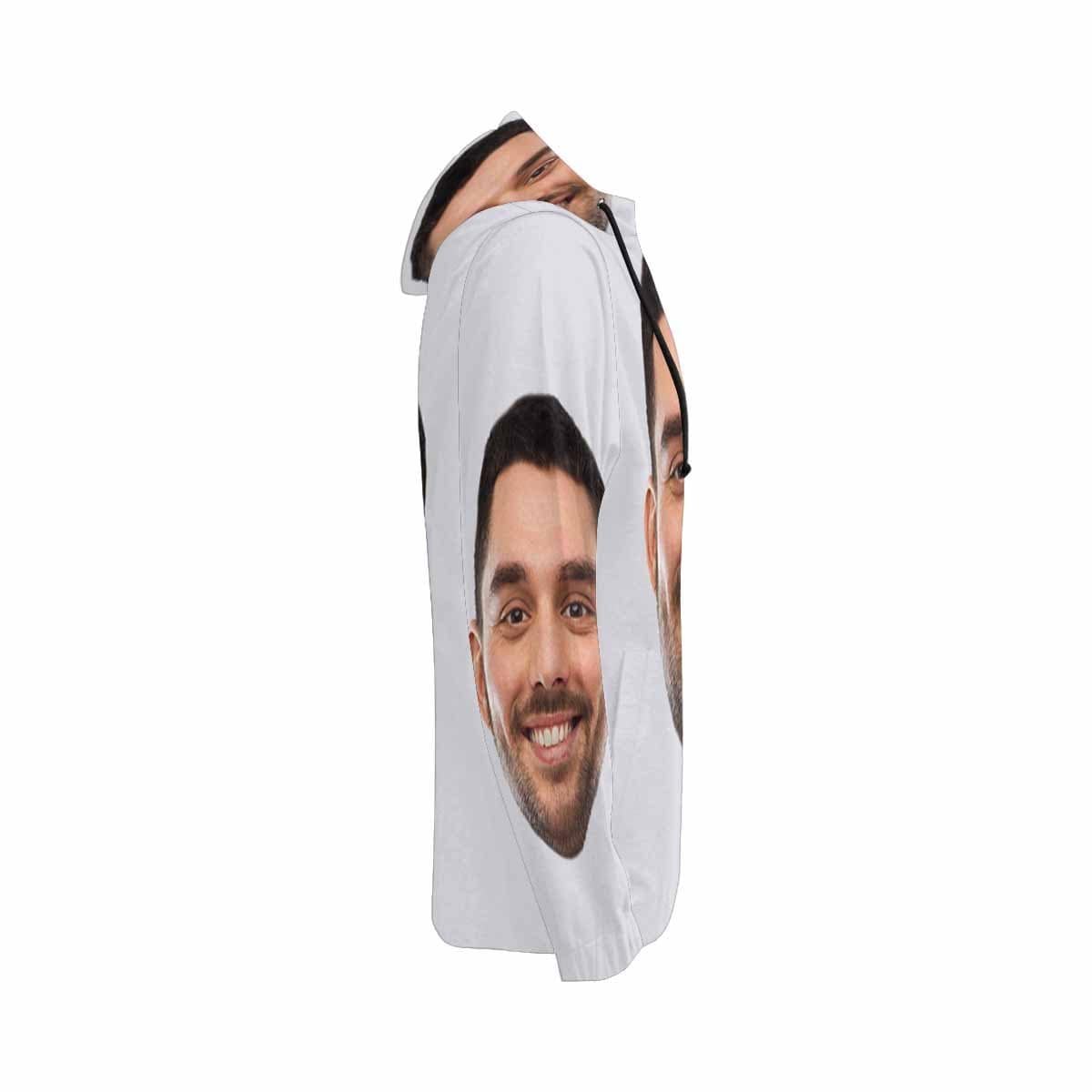 Custom Boyfriend Face Full Zip Hoodie Gray Women's All Over Print Personalized Zipper Hoodie with Husband Face for Him - YesCustom