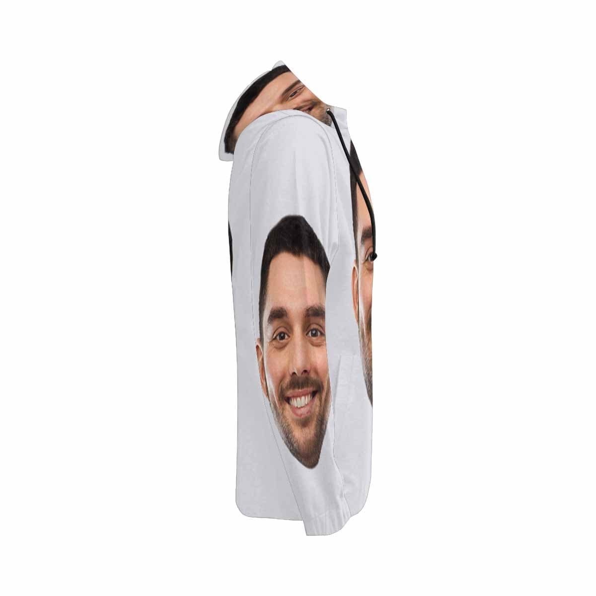 Custom Boyfriend Face Full Zip Hoodie Gray Women's All Over Print Personalized Zipper Hoodie with Husband Face for Him - YesCustom