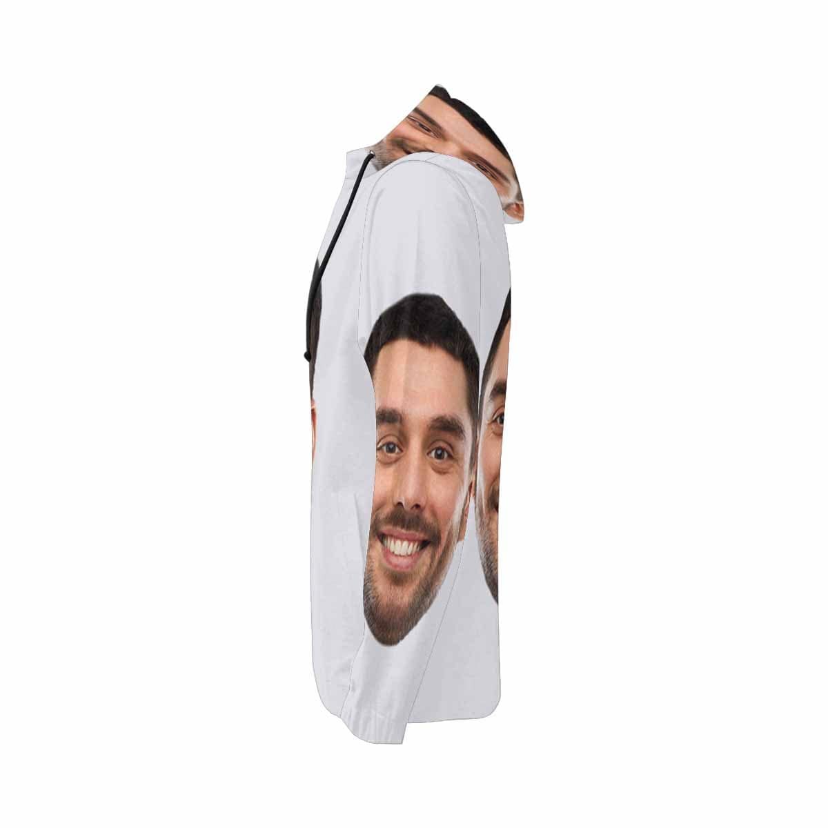 Custom Boyfriend Face Full Zip Hoodie Gray Women's All Over Print Personalized Zipper Hoodie with Husband Face for Him - YesCustom