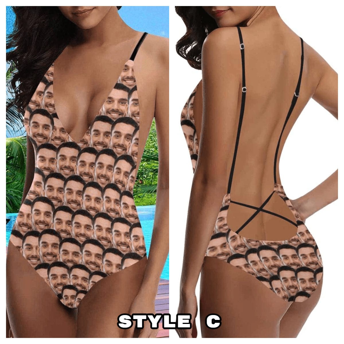 Custom Boyfriend Face Funny Smash Swimsuit Personalized Women's One Piece Bathing Suit For Her - YesCustom