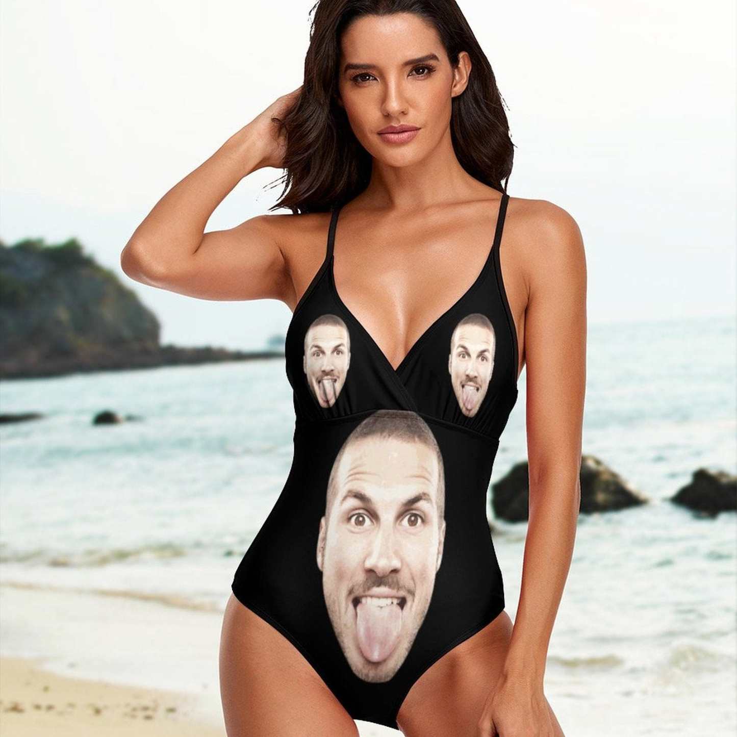 Custom Boyfriend Face Funny Women's One Piece Swimsuit - YesCustom