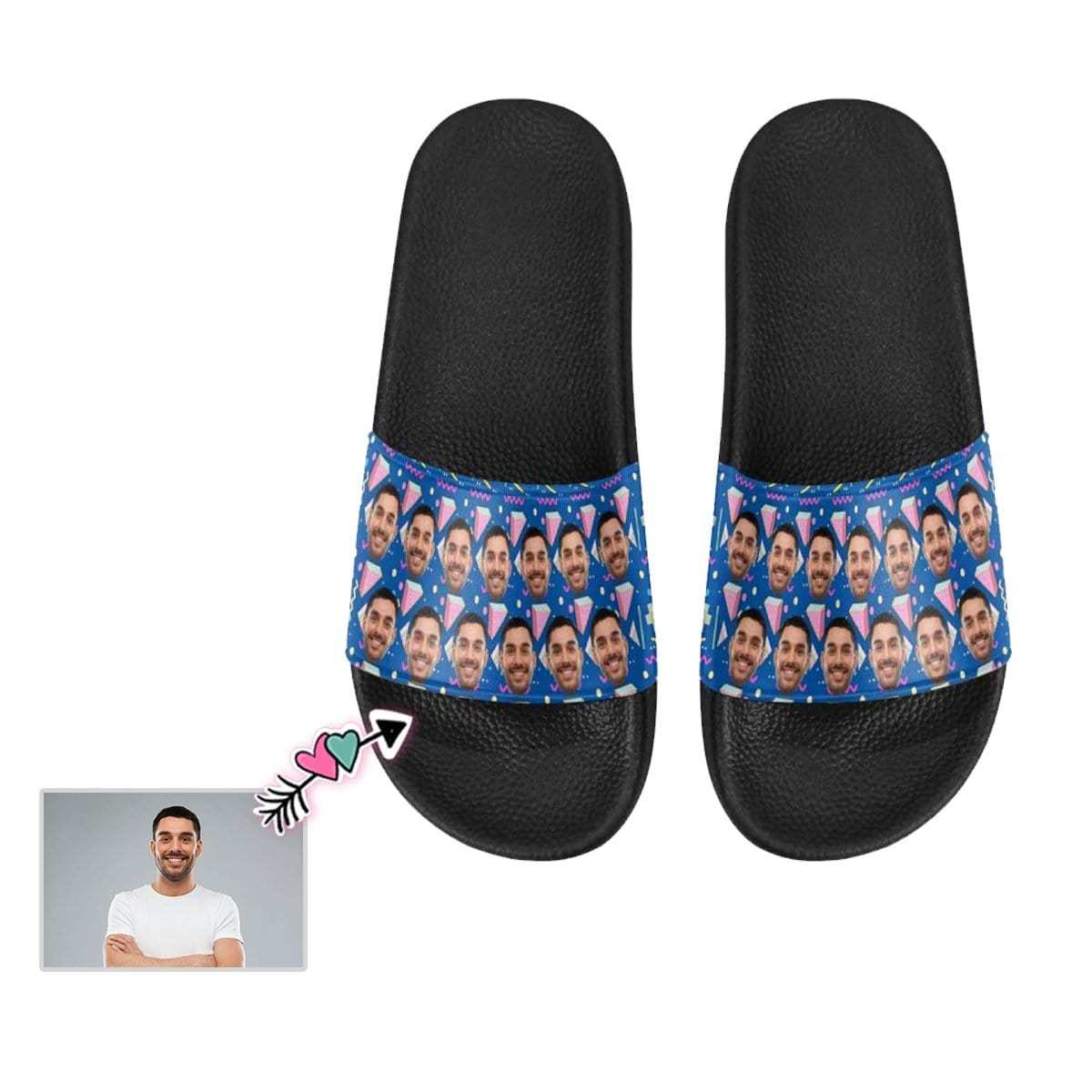 Custom Boyfriend Face Geometry Women's Slide Sandals - YesCustom