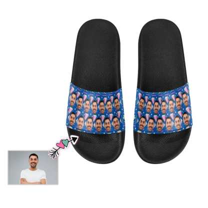 Custom Boyfriend Face Geometry Women's Slide Sandals - YesCustom